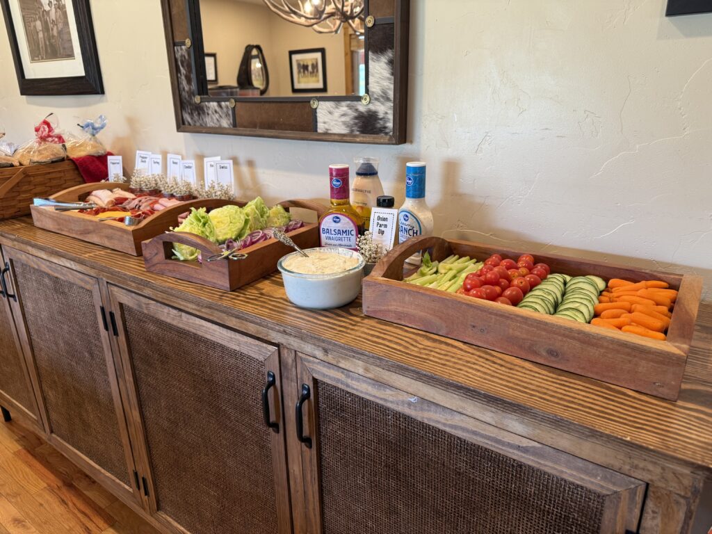 Lunch spread in lodge